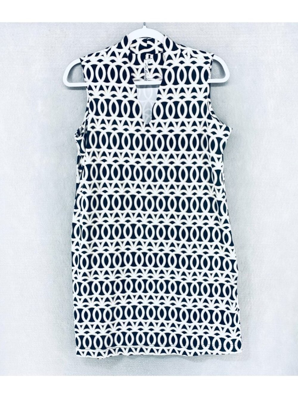 Lulu B Dress Womens L Black Tan Stretch V Neck Pullover Mini Beach Tennis